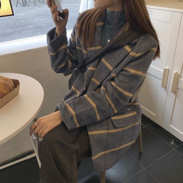women's wool & blends style fashion elegant autumn and winter women korean -style loose casual woolen overcoat jacket coat, Black
women's wool & blends style fashion elegant autumn and winter women korean -style loose casual woolen overcoat jacket coat, Black