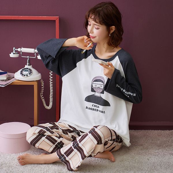 2021 new women's autumn spring pajama set cotton style plus size female homewear o neck long sleeve casual sleepwear m5zj, Black;red
2021 new women's autumn spring pajama set cotton style plus size female homewear o neck long sleeve casual sleepwear m5zj, Black;red