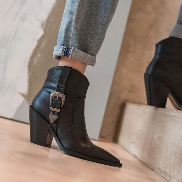 winter black leather ankle boots formal ladies pointed toe wedge boots high heel shoes women
winter black leather ankle boots formal ladies pointed toe wedge boots high heel shoes women