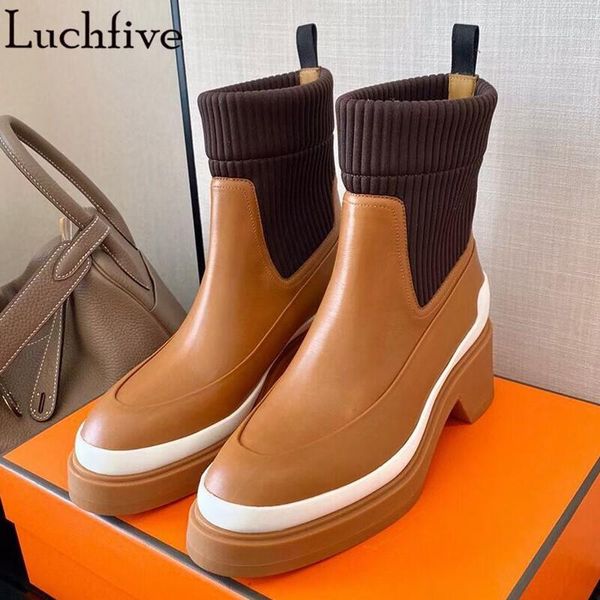 boots 2021 leather for women round toe shoes woman thick bottom ankle black elastic women's1
boots 2021 leather for women round toe shoes woman thick bottom ankle black elastic women's1