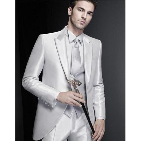silver grooms tuxedos peaked lapel wedding suits three piece for prom two button groomsmen suit( jacket+pants+vest) a102, White;black
silver grooms tuxedos peaked lapel wedding suits three piece for prom two button groomsmen suit( jacket+pants+vest) a102, White;black