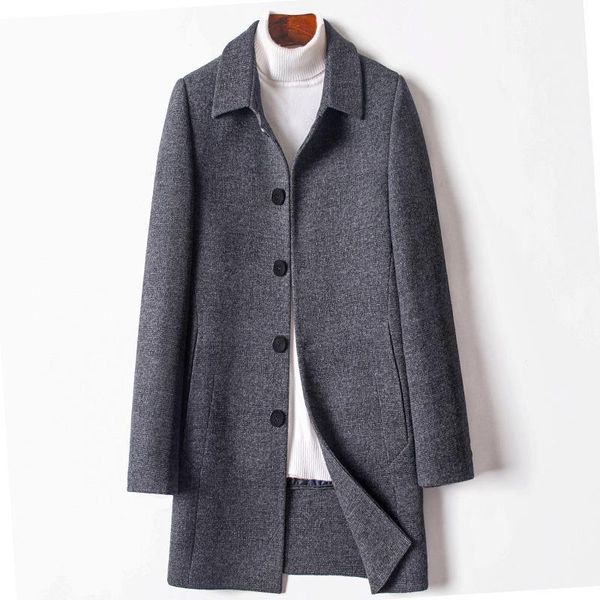 double faced overcoat men's medium long winter oversized woolen coat thickened down inner liner woolen windbreaker1, Black
double faced overcoat men's medium long winter oversized woolen coat thickened down inner liner woolen windbreaker1, Black