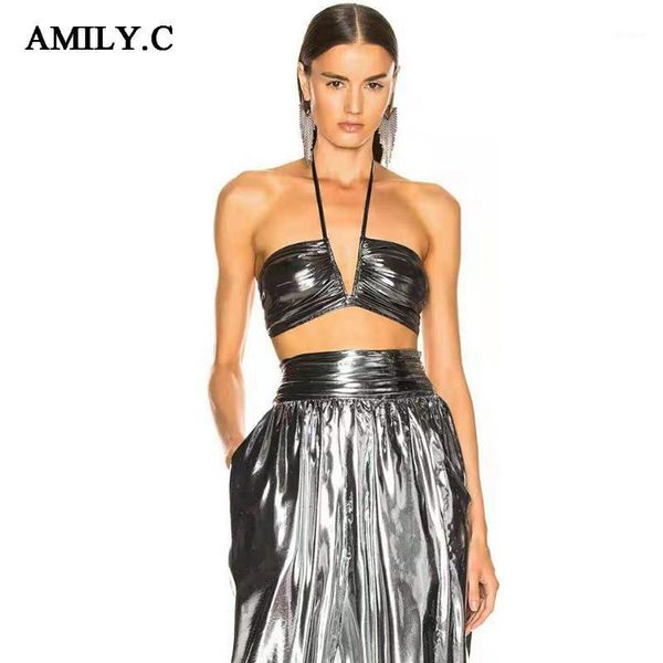 amily.c 2020 summer new women's fashion celebrity set silver v-neck strapless and wide leg pants pants club party set1, White
amily.c 2020 summer new women's fashion celebrity set silver v-neck strapless and wide leg pants pants club party set1, White