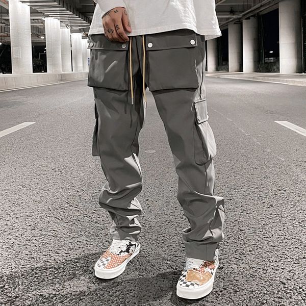 high street multi-pocket casual trousers for men and women side breasted drawstring cargo pants solid loose pants, Black
high street multi-pocket casual trousers for men and women side breasted drawstring cargo pants solid loose pants, Black
