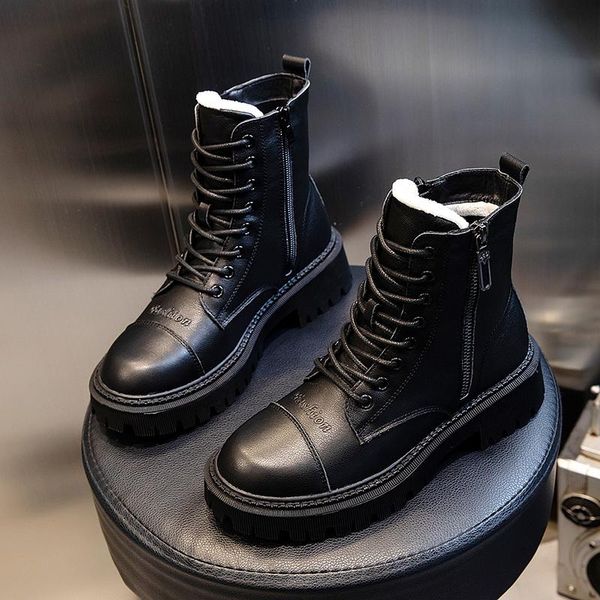 boots genuine leather snow women warm wool winter female shoes lace up fashion thick fur ankle, Black
boots genuine leather snow women warm wool winter female shoes lace up fashion thick fur ankle, Black