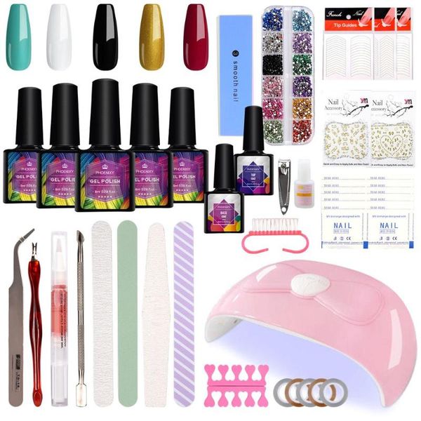 5pcs uv led nail gel polish kit with 54w nail dryer lamp long lasting varnish gel kit base coat art tools
5pcs uv led nail gel polish kit with 54w nail dryer lamp long lasting varnish gel kit base coat art tools