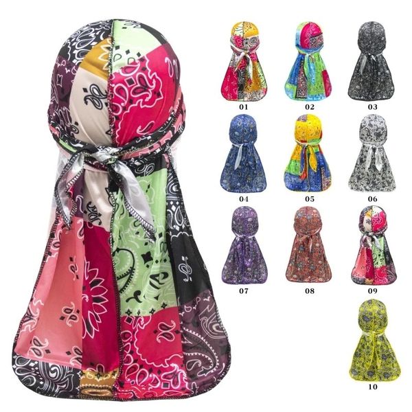 satin printed durag turban pirate hats men women hip-hop long tail bandanas cap biker head cover hair accessories, Blue;gray
satin printed durag turban pirate hats men women hip-hop long tail bandanas cap biker head cover hair accessories, Blue;gray