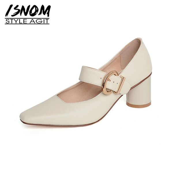 isnom leather shoes woman buckle strip thick high heels pumps women square toe mary janes shoes ladies pumps elegant, Black
isnom leather shoes woman buckle strip thick high heels pumps women square toe mary janes shoes ladies pumps elegant, Black