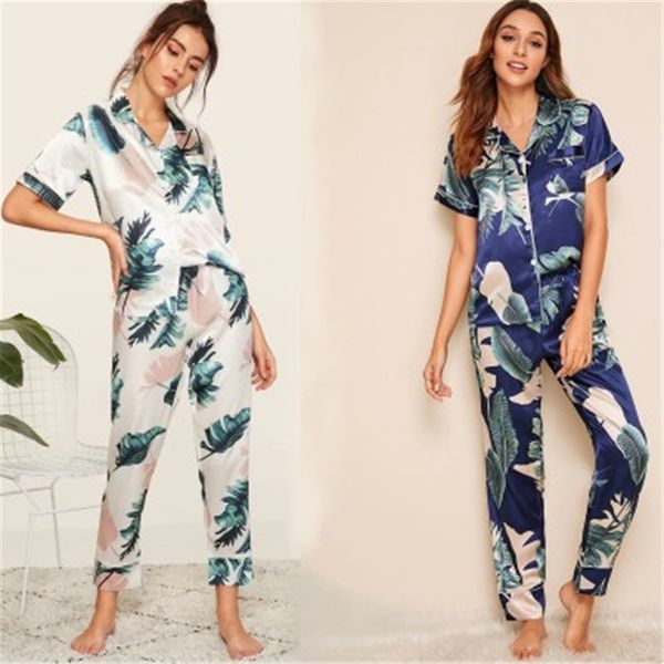 womens leaf pattern pajamas sets fashion trend short sleeve cardigan trousers home 2pcs suits female spring new casual loose sleepwear, Black;red
womens leaf pattern pajamas sets fashion trend short sleeve cardigan trousers home 2pcs suits female spring new casual loose sleepwear, Black;red