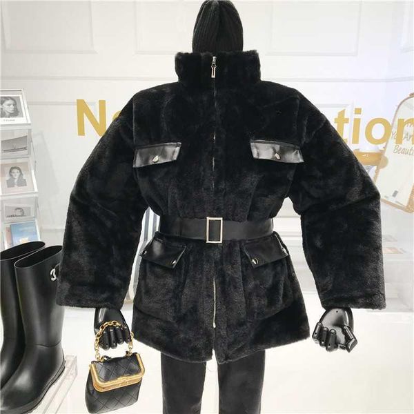 mink hair medium length coat women autumn/winter 2021 niche design new loose lace up zipper thickening coat for locomotive1, Black
mink hair medium length coat women autumn/winter 2021 niche design new loose lace up zipper thickening coat for locomotive1, Black