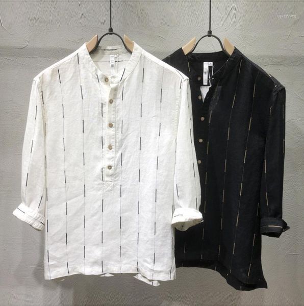 men's casual shirts men summer fashion japan stand collar 100% linen sleeve striped shirt male smart pullover simple shirt1, White;black
men's casual shirts men summer fashion japan stand collar 100% linen sleeve striped shirt male smart pullover simple shirt1, White;black