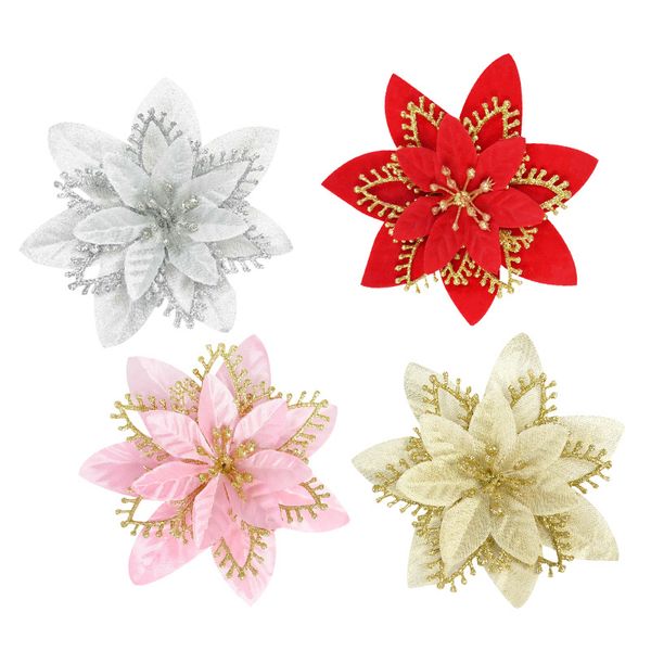 5pcs 13cm gold silver artificial flowers christmas tree hanging ornaments decorations for home navidad new year decor
5pcs 13cm gold silver artificial flowers christmas tree hanging ornaments decorations for home navidad new year decor