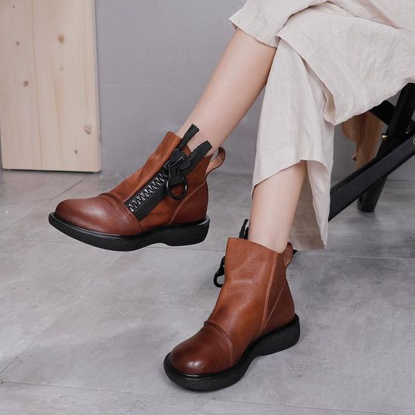 retro platform women boots 2021 new winter warm genuine leather women shoes zip round toe flat with handmade ankle ladies boots, Black
retro platform women boots 2021 new winter warm genuine leather women shoes zip round toe flat with handmade ankle ladies boots, Black