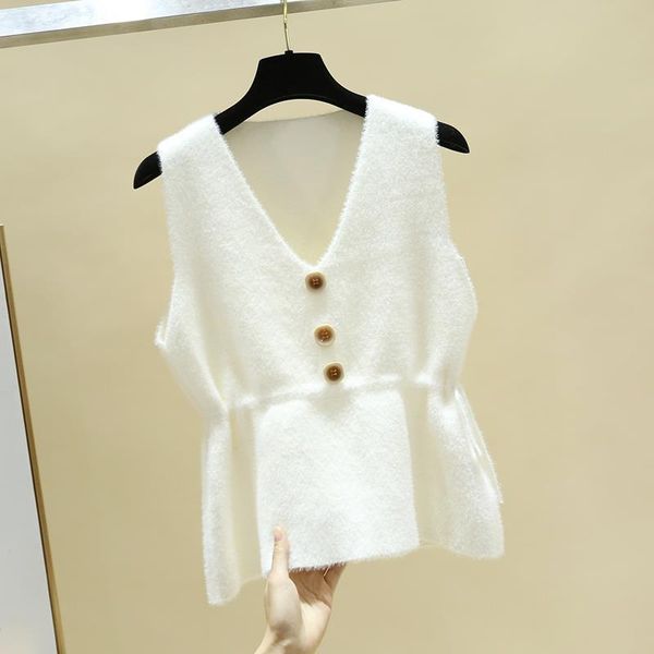 2021 women autumn winter imitation mink velvet gilets lady adjustable waist waistcoat female casual sleeveless sweater vests g19, Black;white 
2021 women autumn winter imitation mink velvet gilets lady adjustable waist waistcoat female casual sleeveless sweater vests g19, Black;white