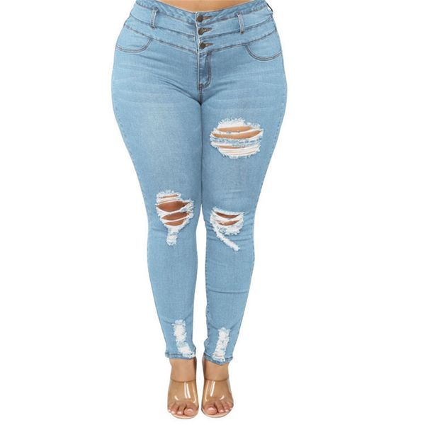 women ripped plus size jeans denim pants skinny elastic pencil pants europe woman casual jeans spring trousers, Blue
women ripped plus size jeans denim pants skinny elastic pencil pants europe woman casual jeans spring trousers, Blue