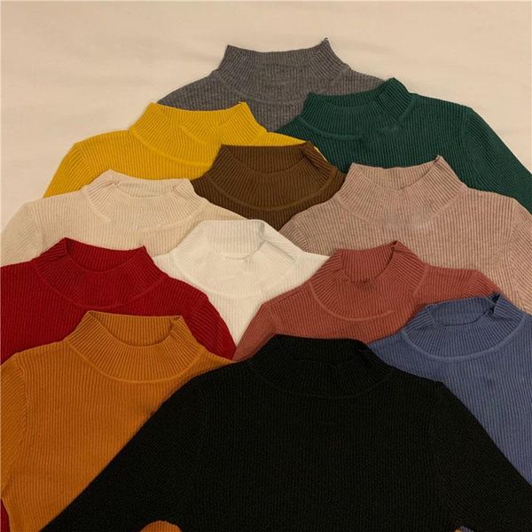 women's sweaters autumn winter half turtleneck sweater 2021 black long sleeve knitted bottom women solid female slim pullovers, White;black
women's sweaters autumn winter half turtleneck sweater 2021 black long sleeve knitted bottom women solid female slim pullovers, White;black