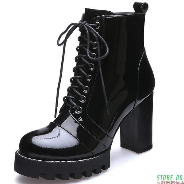 boots 2021 genuine leather women lace up autumn winter ankle for platform heels, Black
boots 2021 genuine leather women lace up autumn winter ankle for platform heels, Black