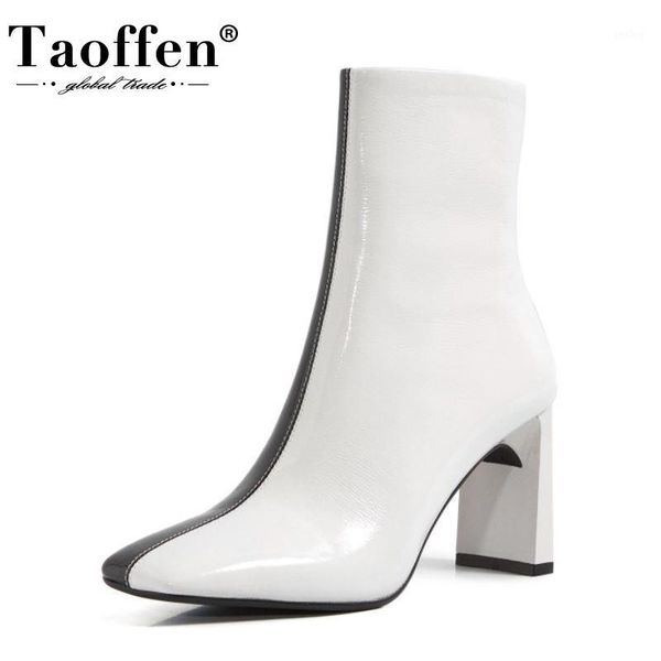 taoffen women genuine leather ankle boots mixed color zipper square toe thick high heel party shoes outdoor fashion size 34-401, Black
taoffen women genuine leather ankle boots mixed color zipper square toe thick high heel party shoes outdoor fashion size 34-401, Black