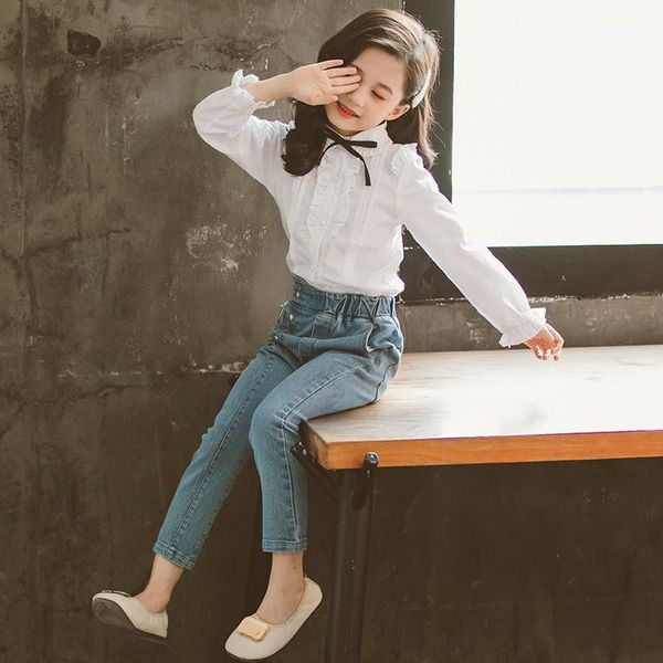 2020 autumn teenager baby new kids girl clothes winter lace pleated white shirt + jeans pants 4 5 6 7 8 9 10 11 12 year1
2020 autumn teenager baby new kids girl clothes winter lace pleated white shirt + jeans pants 4 5 6 7 8 9 10 11 12 year1