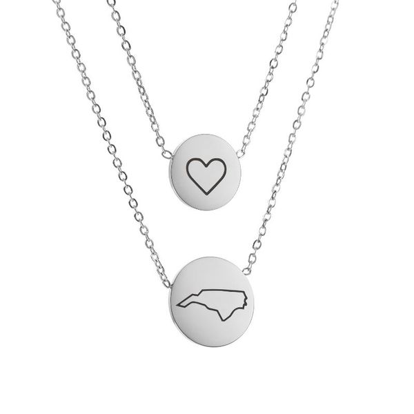 pendant necklaces titanium steel multi layer chain necklace map states of usa initial women double chains jewelry charm n2644-2, Silver
pendant necklaces titanium steel multi layer chain necklace map states of usa initial women double chains jewelry charm n2644-2, Silver
