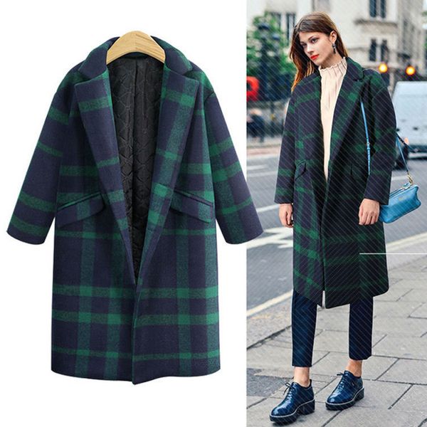 elegant women's plaid jacket sleeve casual woolen winter thick women wool & blends long coat, Black
elegant women's plaid jacket sleeve casual woolen winter thick women wool & blends long coat, Black