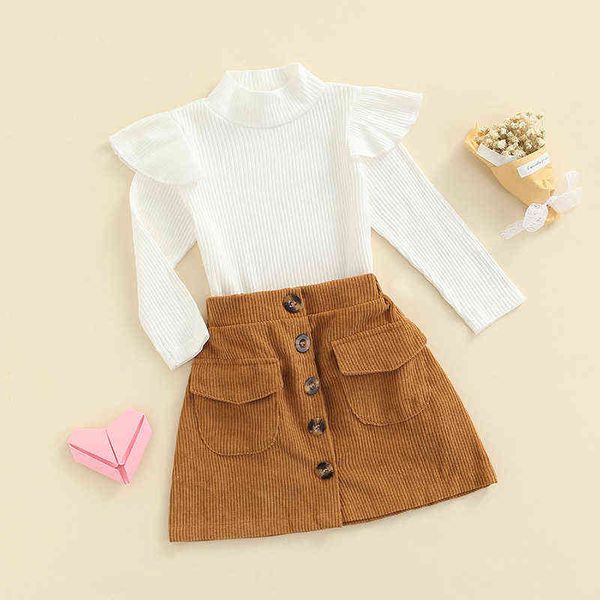 lovely kids girl clothes fall outfit long sleeve turtleneck ribbed solid color high waist buttoned skirt with pockets g220217, White
lovely kids girl clothes fall outfit long sleeve turtleneck ribbed solid color high waist buttoned skirt with pockets g220217, White