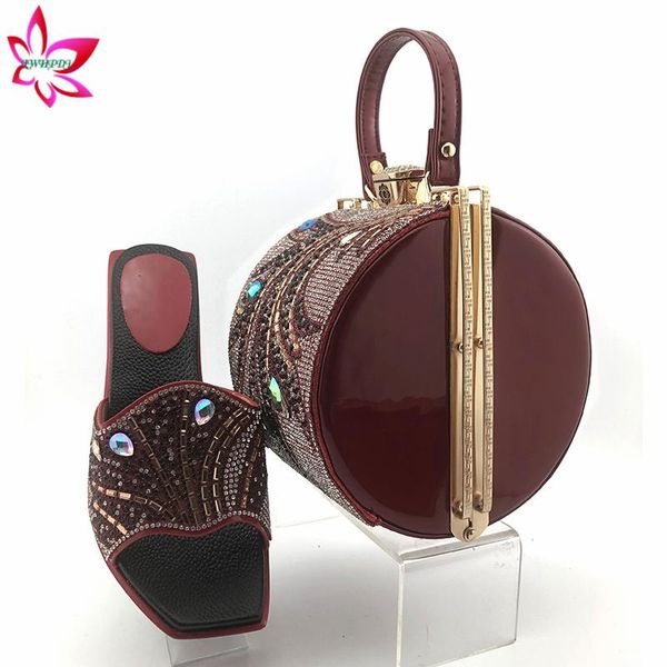 dress shoes wine color slingbacks slipper decorate with rhinestonoe matching bag for party, Black
dress shoes wine color slingbacks slipper decorate with rhinestonoe matching bag for party, Black