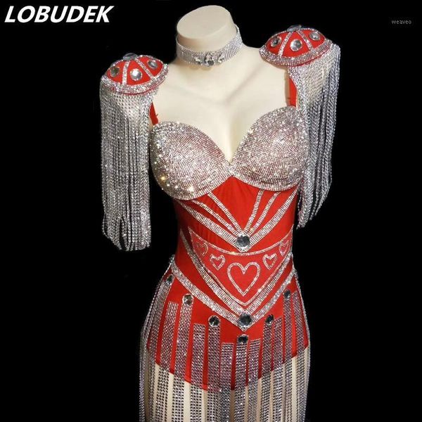 2020 nightclub bar jazz dance team costume red rhinestones epaulet tassel bodysuit female singer performance crystals stage wear1, Black;red
2020 nightclub bar jazz dance team costume red rhinestones epaulet tassel bodysuit female singer performance crystals stage wear1, Black;red