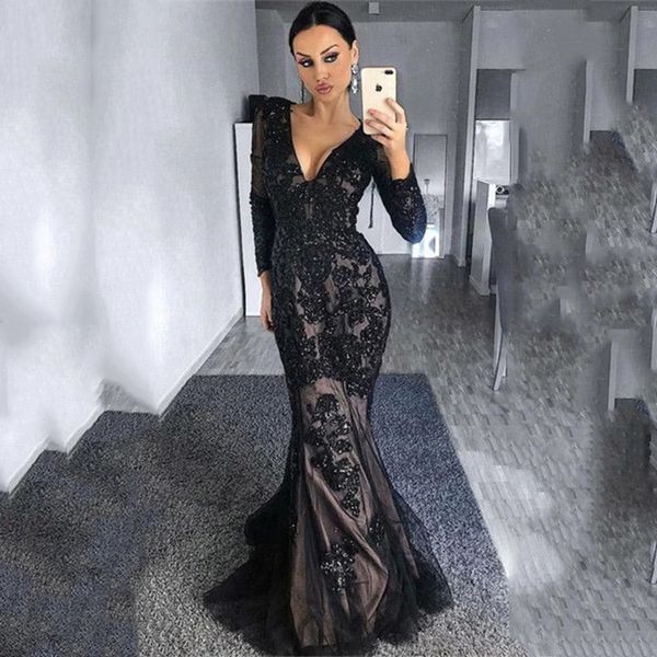 v neck long prom special occasion party gowns custom made gowns mermaid formal evening dress long sleeve 2022, Black
v neck long prom special occasion party gowns custom made gowns mermaid formal evening dress long sleeve 2022, Black