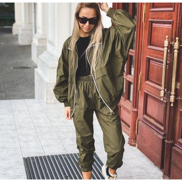 sportswear women clothing turn-down collar solid jacket tracksuit hip hop streetwear fashion two piece set women outfit, Gray
sportswear women clothing turn-down collar solid jacket tracksuit hip hop streetwear fashion two piece set women outfit, Gray