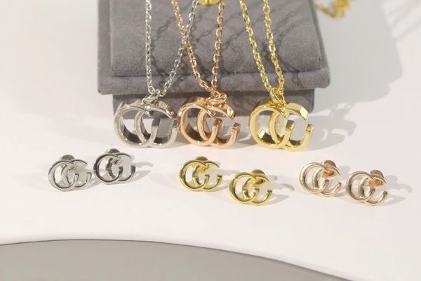europe america fashion jewelry sets women lady titanium steel chain necklace stud earrings with g initials pendant 3 color, Silver
europe america fashion jewelry sets women lady titanium steel chain necklace stud earrings with g initials pendant 3 color, Silver