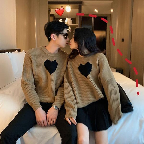women's sweaters couple sweater autumn winter korean o-neck love women 2021 explosive loose outer wear knitted men's pullover, White;black
women's sweaters couple sweater autumn winter korean o-neck love women 2021 explosive loose outer wear knitted men's pullover, White;black