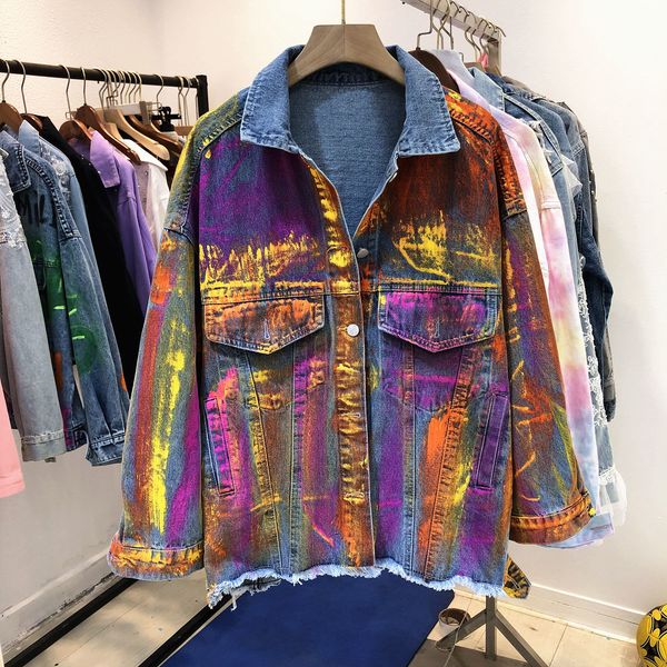 summer autumn new street denim coat outwear female gradient color graffiti women loose jeans jacket student cowboy 201028, Black;brown
summer autumn new street denim coat outwear female gradient color graffiti women loose jeans jacket student cowboy 201028, Black;brown