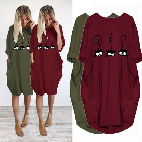 одеть cute cat печать карманных сыпучие платье vintage падение maxi одежда женщина повседневные платья партии женщин платья плюс размер klei, Gray
одеть cute cat печать карманных сыпучие платье vintage падение maxi одежда женщина повседневные платья партии женщин платья плюс размер klei, Gray