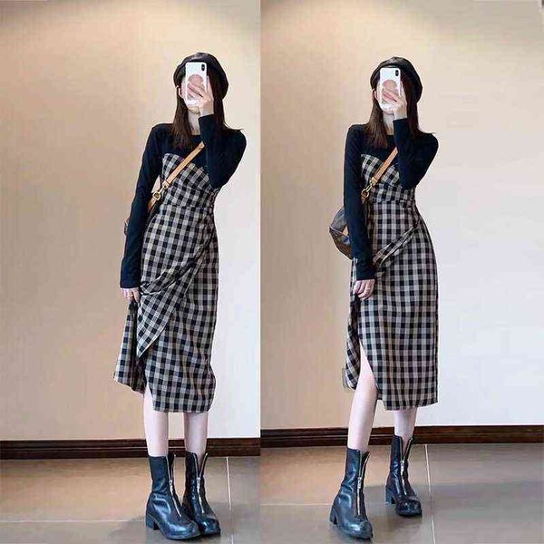 casual dresses 2022 early autumn women's wear high sense of thin temperament sleeve european splicing long plaid dresses, Black;gray
casual dresses 2022 early autumn women's wear high sense of thin temperament sleeve european splicing long plaid dresses, Black;gray