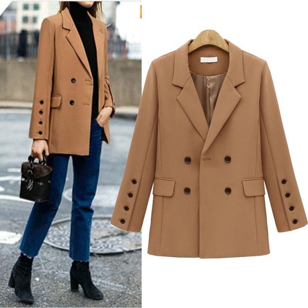 2020 autumn long sleeve blazer coats double-breasted office suits women blazer pockets jackets female retro suits coat outerwear, White;black
2020 autumn long sleeve blazer coats double-breasted office suits women blazer pockets jackets female retro suits coat outerwear, White;black