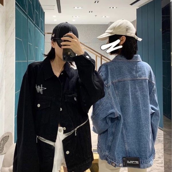 korean fashion brand we11done2020 autumn men's and women's same waist double zipper locomotive style denim coat, Black;green
korean fashion brand we11done2020 autumn men's and women's same waist double zipper locomotive style denim coat, Black;green