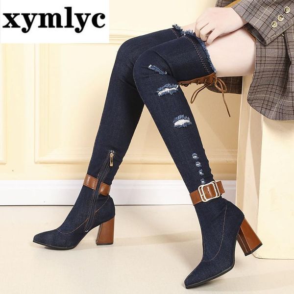 rimocy women slim thigh high denim boots spring 2020 chunky high heels shoes woman casula cowboy over the knee botas mujer, Black
rimocy women slim thigh high denim boots spring 2020 chunky high heels shoes woman casula cowboy over the knee botas mujer, Black
