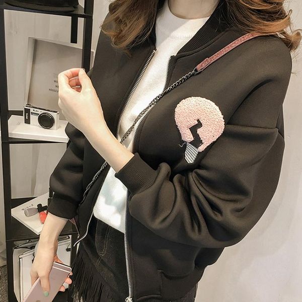 plus size m-2xl letter print baseball jacket bomber jacket women basic coats long sleeve zipper outwear autumn 2020#g30, Black;brown
plus size m-2xl letter print baseball jacket bomber jacket women basic coats long sleeve zipper outwear autumn 2020#g30, Black;brown