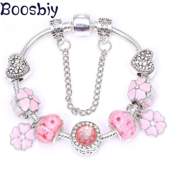 charm bracelets with pink crystal flower beads & pendants diy fine bracelet for women girl jewelry gift, Golden;silver
charm bracelets with pink crystal flower beads & pendants diy fine bracelet for women girl jewelry gift, Golden;silver