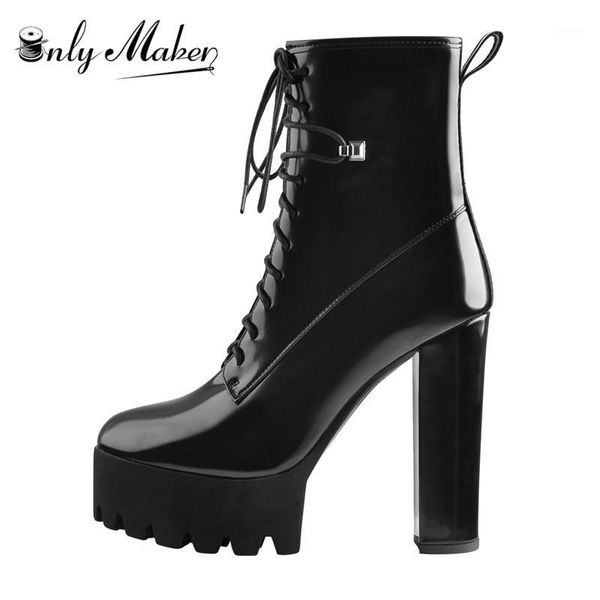 onlymaker round toe black color patent leather chunky 13cm~14cm high heels platform ankle boots big size us5~us151
onlymaker round toe black color patent leather chunky 13cm~14cm high heels platform ankle boots big size us5~us151