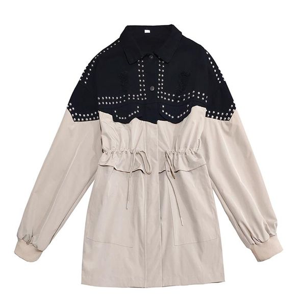 perhaps u women khaki denim rivet hole patchwork turn down collar jacket long sleeve lace-up button windbreaker jacket c0479, Black;brown
perhaps u women khaki denim rivet hole patchwork turn down collar jacket long sleeve lace-up button windbreaker jacket c0479, Black;brown