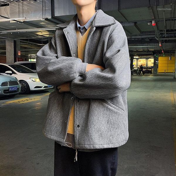 2020 autumn and winter new youth popular loose solid color retro lapel short woolen coat fashionable casual single-breasted, Black
2020 autumn and winter new youth popular loose solid color retro lapel short woolen coat fashionable casual single-breasted, Black