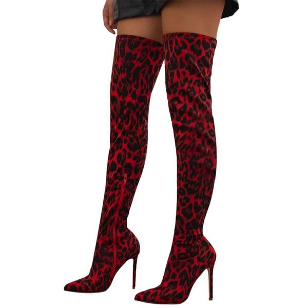 2020 women thigh high boots high heel leopard stretch sock slip-on boots winter lady over the knee stripper shoes, Black
2020 women thigh high boots high heel leopard stretch sock slip-on boots winter lady over the knee stripper shoes, Black
