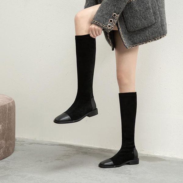 autumn winter knee high boots classic design patchwork genuine leather square toe shoes women shoes woman low heels, Black
autumn winter knee high boots classic design patchwork genuine leather square toe shoes women shoes woman low heels, Black