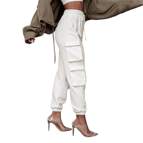 women high waist jogger cargo pants drawstring solid loose pockets sweatpants, Black;white
women high waist jogger cargo pants drawstring solid loose pockets sweatpants, Black;white