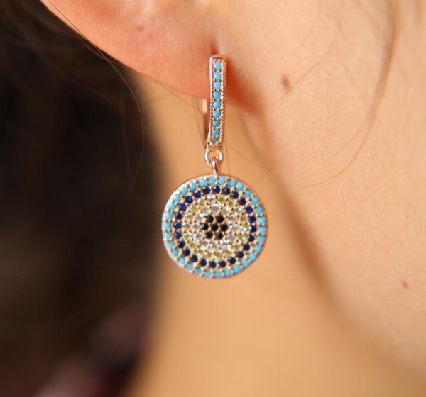 925 sterling silver luxury women jewelry gold color turkish evil eye micro pave nano turquoises dangle disco charm earring
925 sterling silver luxury women jewelry gold color turkish evil eye micro pave nano turquoises dangle disco charm earring