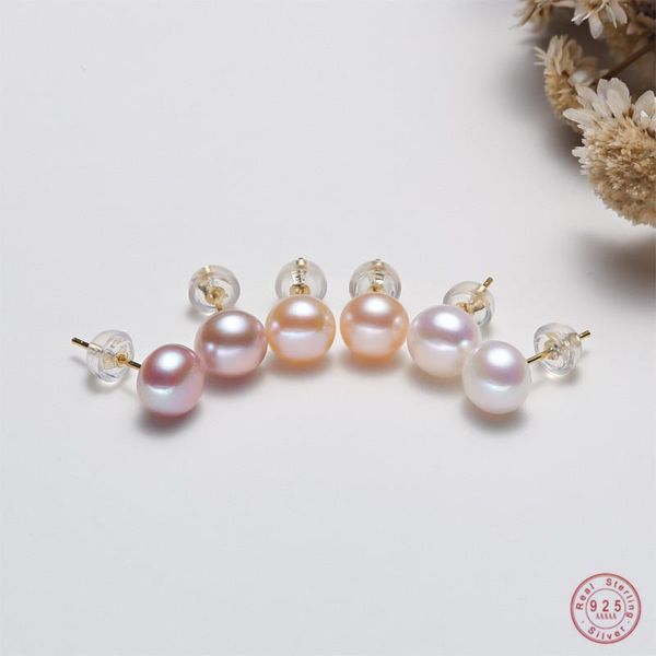 925 sterling silver simple round freshwater pearl stud earrings women light luxury temperament mother's day jewelry gift, Golden;silver
925 sterling silver simple round freshwater pearl stud earrings women light luxury temperament mother's day jewelry gift, Golden;silver