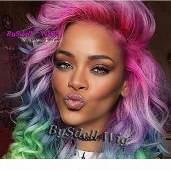glamor colorful luxury body wave hair lace front wig celebrity rihanna style synthetic patel unicorn rainbow color hair full lace front wigs, Black
glamor colorful luxury body wave hair lace front wig celebrity rihanna style synthetic patel unicorn rainbow color hair full lace front wigs, Black