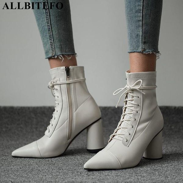 boots allbitefo thick heels genuine leather brand high women pointed toe heel shoes ankle for, Black
boots allbitefo thick heels genuine leather brand high women pointed toe heel shoes ankle for, Black